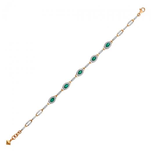 1.52 kt. Diamant-Cherry Natürlicher Smaragd-Armband