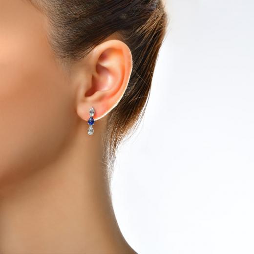 1.62 kt. Diamant-Cherry-Baguette-Ohrringe mit natürlichem Saphir