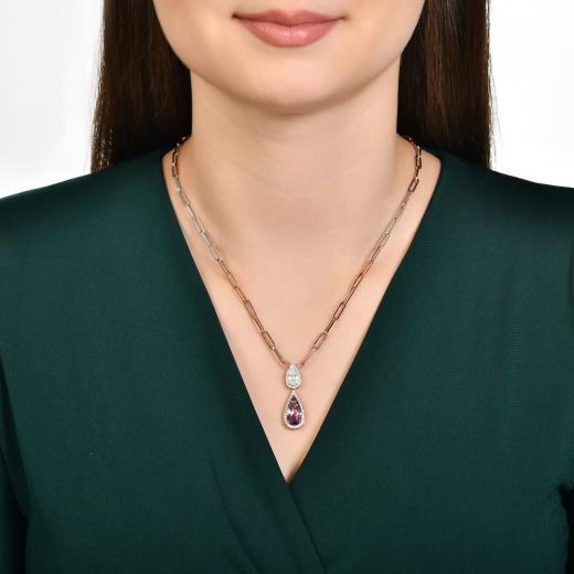 3.54 ct. Diamond Cherry Baguette Amethyst Necklace