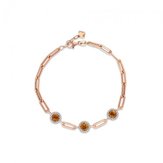 1.51 kt. Diamant-Kirsch-Citrin-Armband