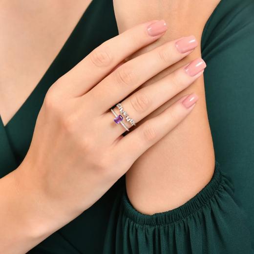 0.81 kt. Diamant-Cherry-Baguette-Aquamarin-Ring