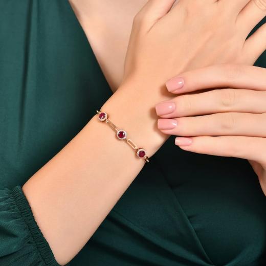 1.99 kt. Diamant-Cherry-Naturrubin-Armband