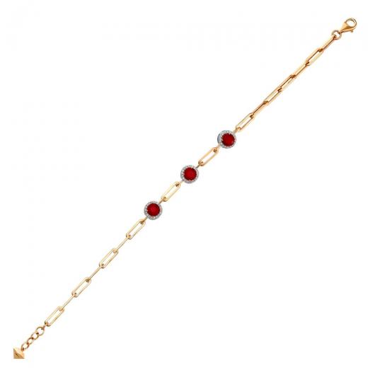 1.99 kt. Diamant-Cherry-Naturrubin-Armband