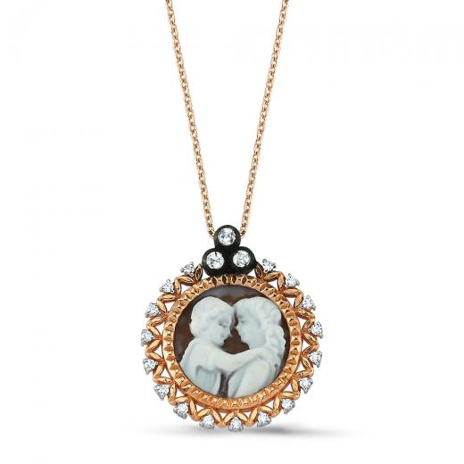 0,23 kt. Diamant Mutter-Kind Halskette