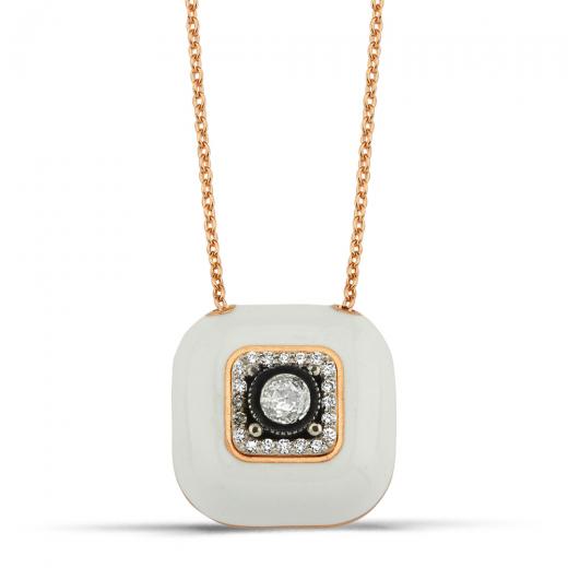 0.23 kt. Diamant-Emaille-Halskette