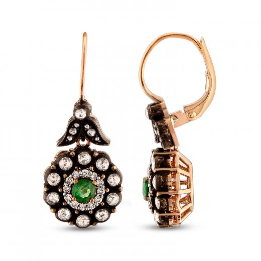 1.57 kt. Natürliche Smaragd-Diamant-Ohrringe