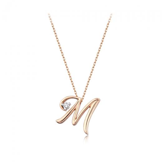 0.03 kt. Diamant-Buchstabe M Halskette
