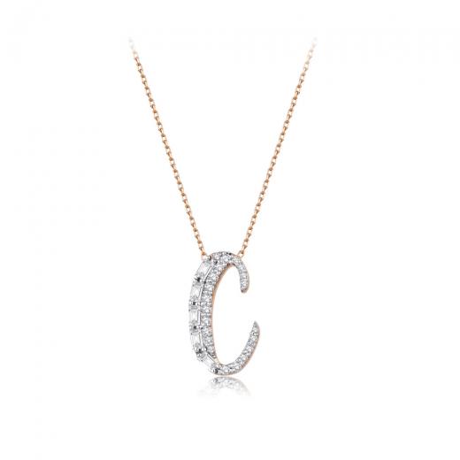 0.31 kt. Diamant Baguette Buchstabe C Halskette
