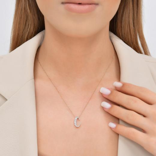 0.31 ct. Diamond Baguette C Letter Necklace