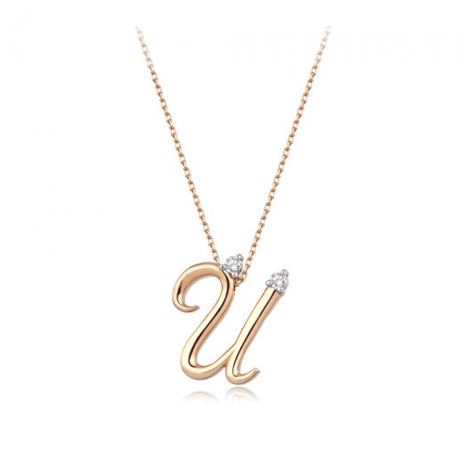 0.06 kt. Diamant-Buchstabe Ü Halskette