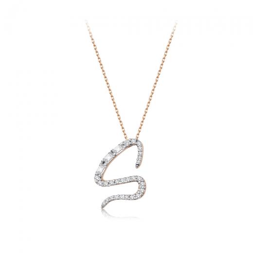 0.30 kt. Diamant Baguette Buchstabe S Halskette
