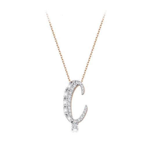 0.31 kt. Diamant Baguette Buchstabe Ç Halskette