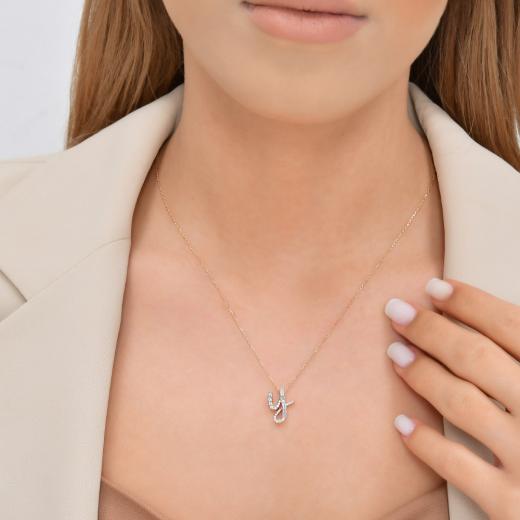 0.29 ct. Diamond Baguette Y Letter Necklace