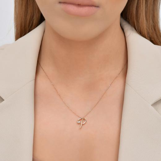 0.03 kt. Diamant-Buchstabe P Halskette