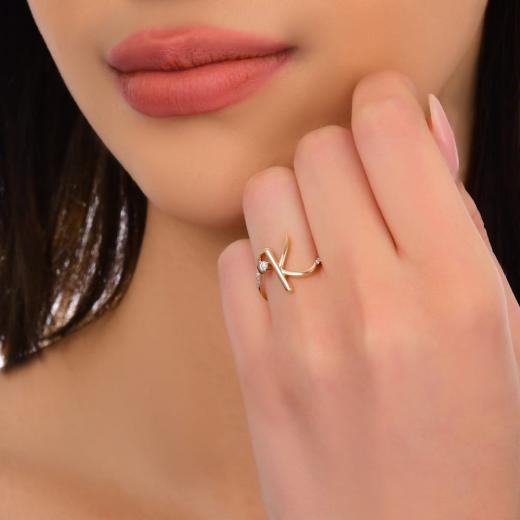 0.07 kt. Diamant-Buchstabe K Ring
