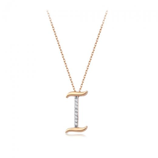 0.04 kt. Diamant-Buchstabe I Halskette