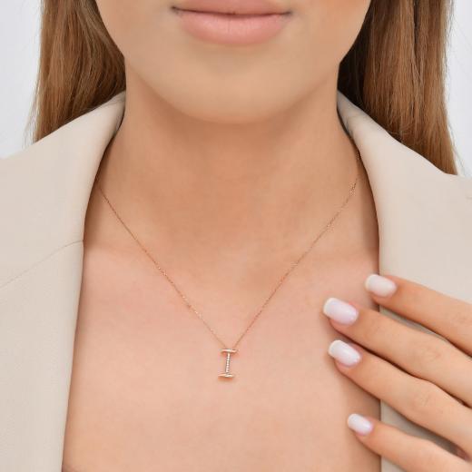 0.04 kt. Diamant-Buchstabe I Halskette
