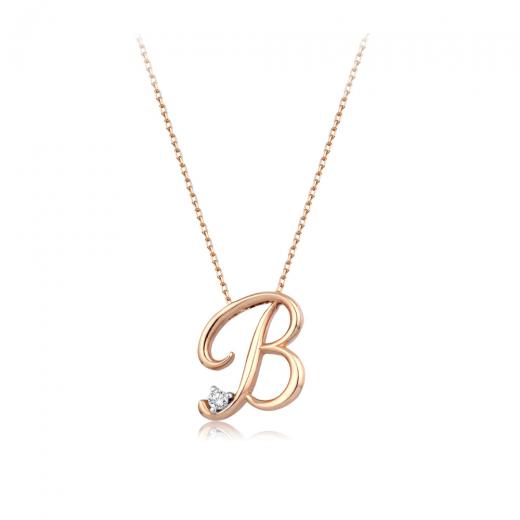 0.03 kt. Diamant-Buchstabe B Halskette