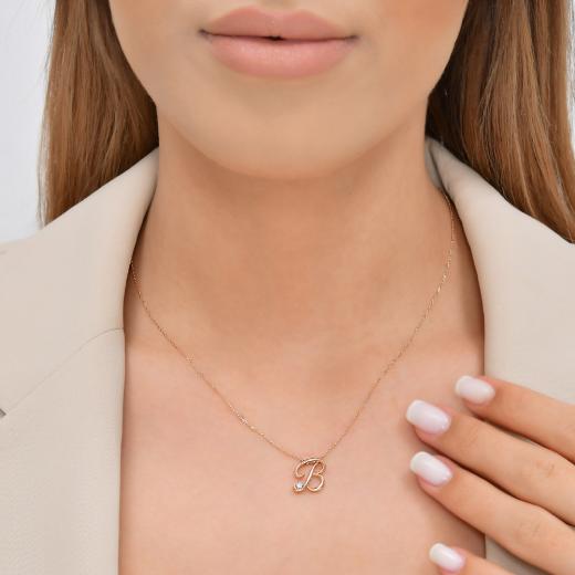 0.03 kt. Diamant-Buchstabe B Halskette