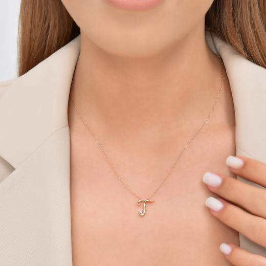 0.03 ct. Diamond T Letter Necklace