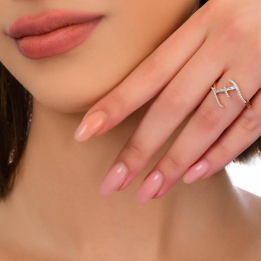 0.20 kt. Diamant Baguette E Buchstaben Ring