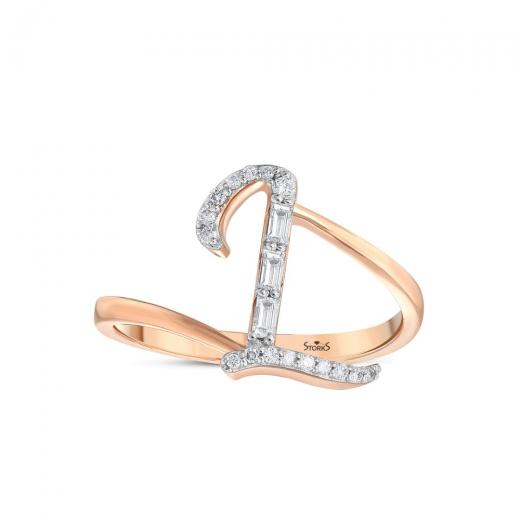 0.16 kt. Diamant Baguette L Buchstaben Ring