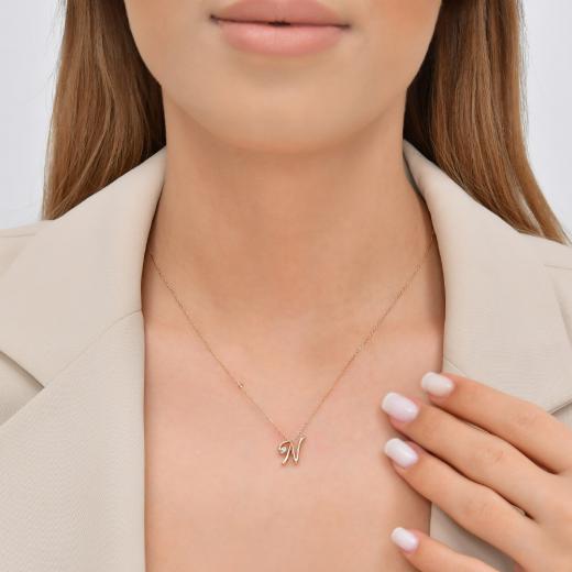 0.03 kt. Diamant-Buchstabe N Halskette