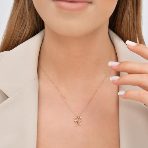 0.03 kt. Diamant-Buchstabe R Halskette