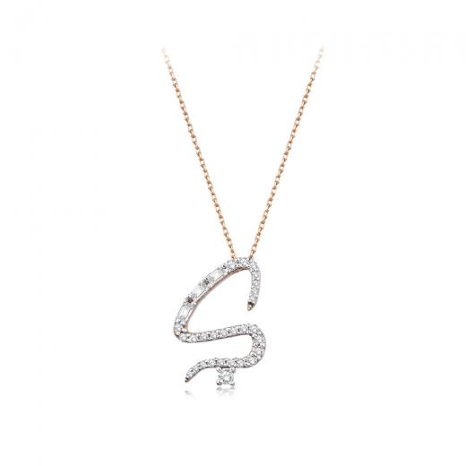 0.33 kt. Diamant Baguette Buchstabe Ş Halskette