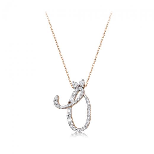0.36 kt. Diamant Baguette Buchstabe Ö Halskette