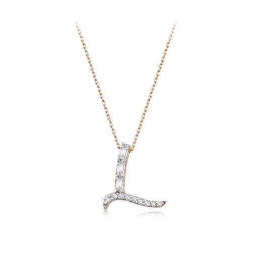 0.20 kt. Diamant Baguette Buchstabe L Halskette