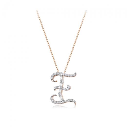 0.20 kt. Diamant Baguette Buchstabe E Halskette