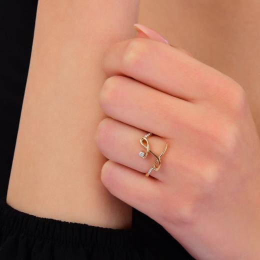 0.08 ct. Diamond L Letter Ring