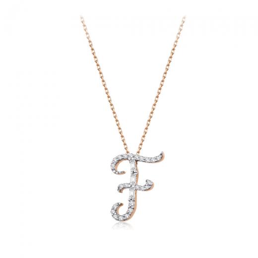0.17 kt. Diamant Baguette Buchstabe F Halskette