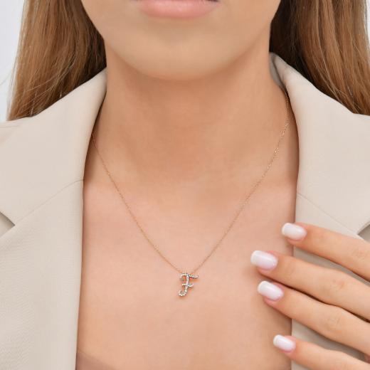 0.17 ct. Diamond Baguette F Letter Necklace