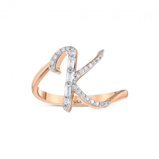 0.18 kt. Diamant Baguette K Buchstaben Ring