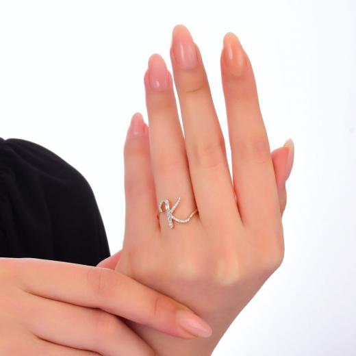 0.18 ct. Diamond Baguette K Letter Ring