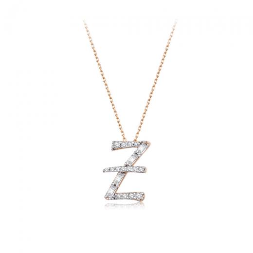 0.30 kt. Diamant Baguette Buchstabe Z Halskette