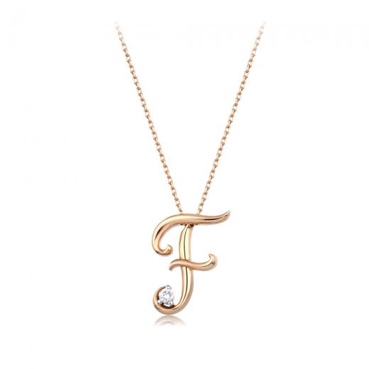 0.03 kt. Diamant-Buchstabe F Halskette