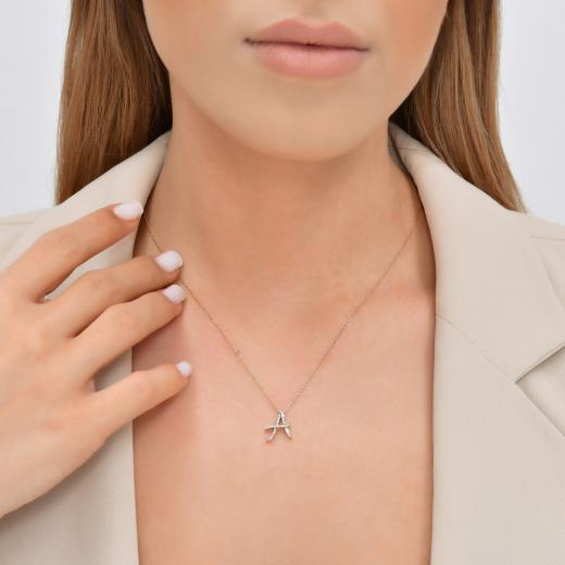0.17 ct. Diamond Baguette A Letter Necklace