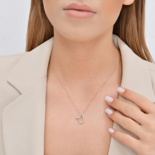 0.28 kt. Diamant Baguette Buchstabe O Halskette