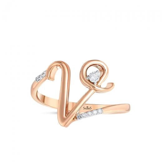 0.07 kt. Diamant-Buchstabe V Ring