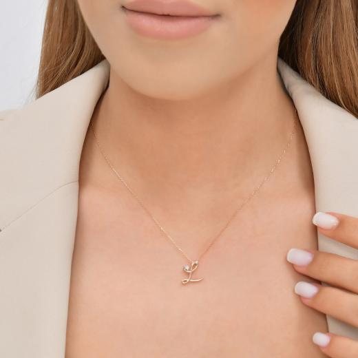 0.03 kt. Diamant-Buchstabe L Halskette