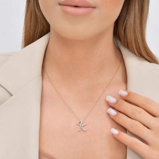 0.35 ct. Diamond Baguette K Letter Necklace