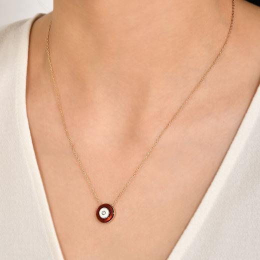 0.02 kt. Diamant-Emaille-Halskette