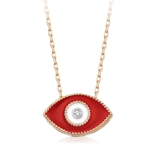 0.01 ct. Diamond Red Eye Necklace