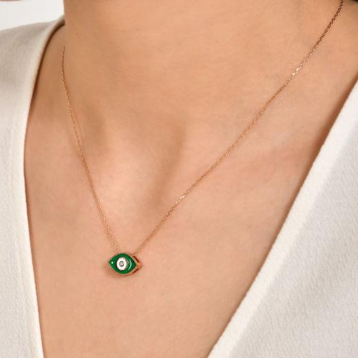 0.01 kt. Diamant-Halskette mit Grün Auge