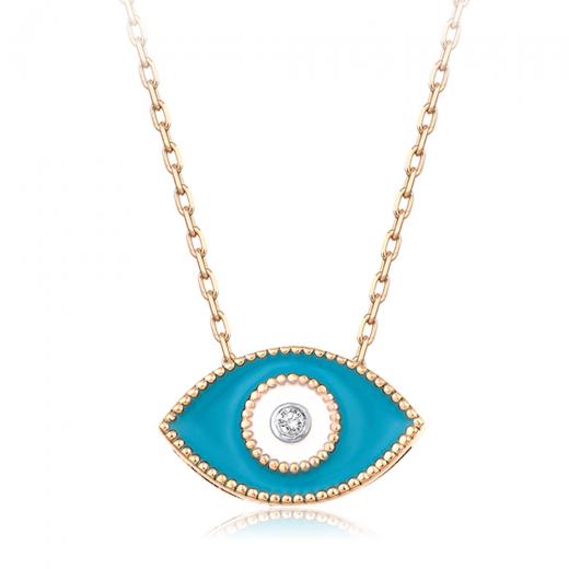 0.01 kt. Diamant-Türkis-Augen-Halskette