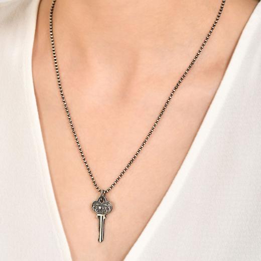 0.02 ct. Diamond Love Key Necklace