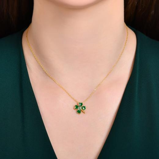 0.02 kt. Diamant-Kleeblatt-Halskette